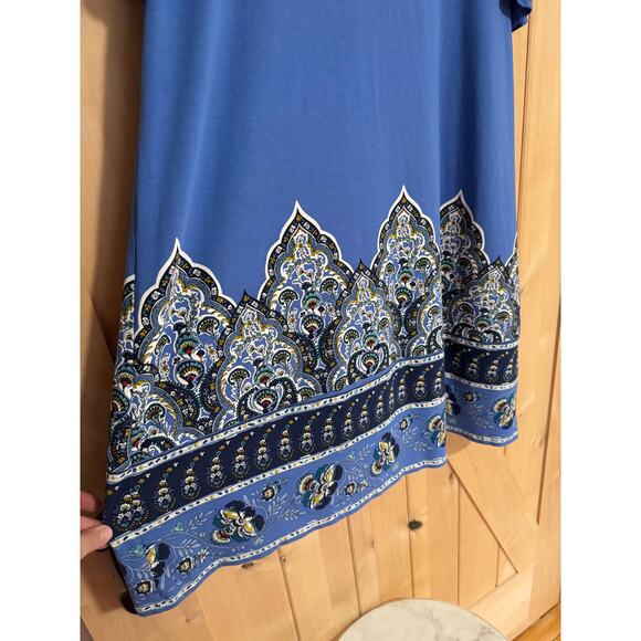 J. Jill | Wearever Collection Blue Paisley Borderd Shirt Dress | Size L - Picture 5 of 11
